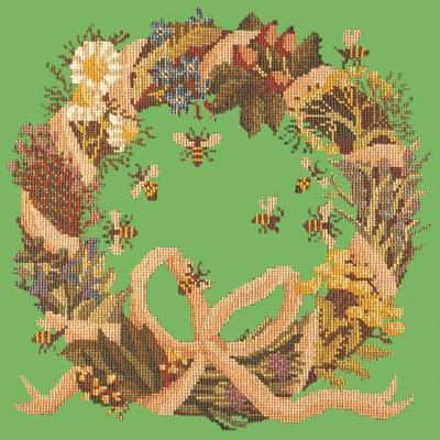 Wreath of Herbs Needlepoint Kit Kits Elizabeth Bradley Design Grass Green 
