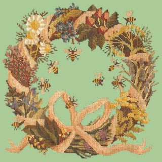 Wreath of Herbs Needlepoint Kit Kits Elizabeth Bradley Design Pale Green 
