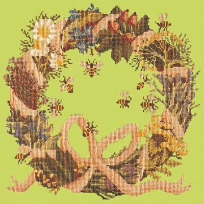 Wreath of Herbs Needlepoint Kit Kits Elizabeth Bradley Design Pale Lime 

