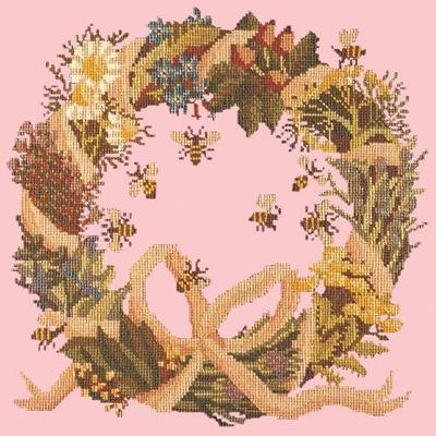 Wreath of Herbs Needlepoint Kit Kits Elizabeth Bradley Design Pale Rose 
