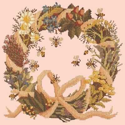 Wreath of Herbs Needlepoint Kit Kits Elizabeth Bradley Design Salmon Pink 