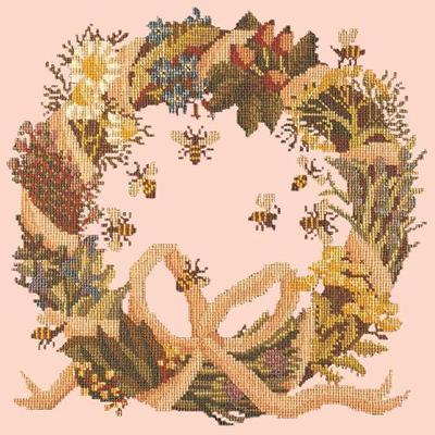 Wreath of Herbs Needlepoint Kit Kits Elizabeth Bradley Design Salmon Pink 
