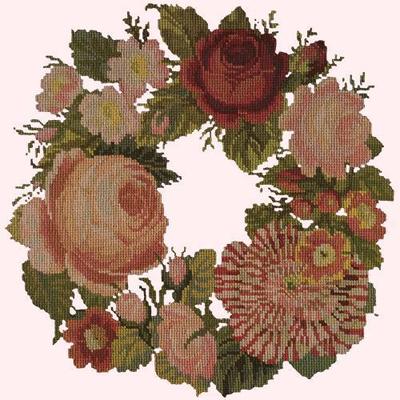 Wreath of Roses Needlepoint Kit Kits Elizabeth Bradley Design Cream 