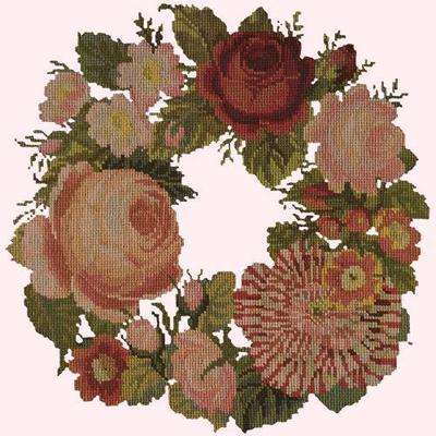 Wreath of Roses Needlepoint Kit Kits Elizabeth Bradley Design Cream 

