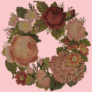 Wreath of Roses Needlepoint Kit Kits Elizabeth Bradley Design Pale Rose 

