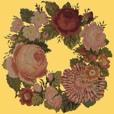 Wreath of Roses Needlepoint Kit Kits Elizabeth Bradley Design Sunflower Yellow 
