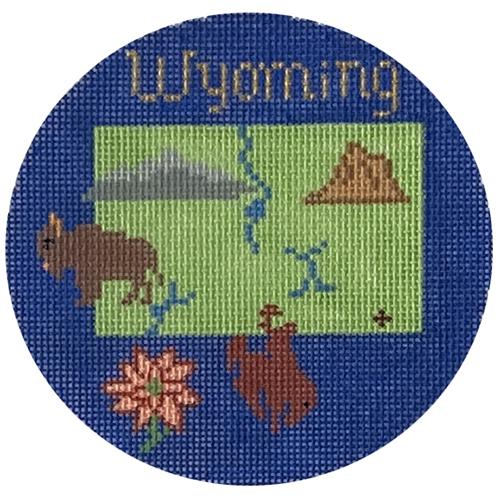 Wyoming Ornament Painted Canvas Silver Needle  - 1