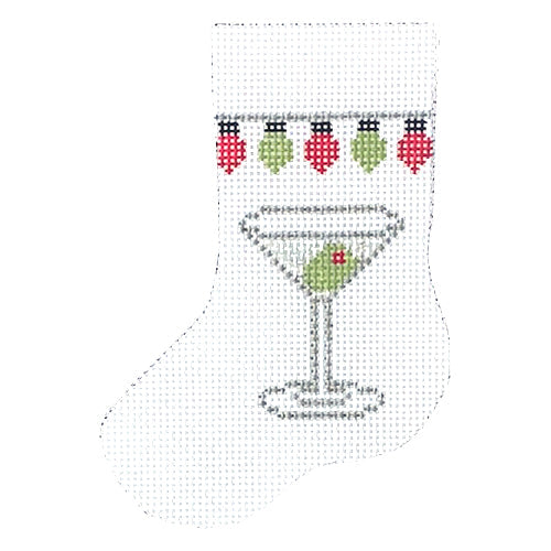Xmas Martini Mini Stocking Painted Canvas J. Child Designs  - 1
