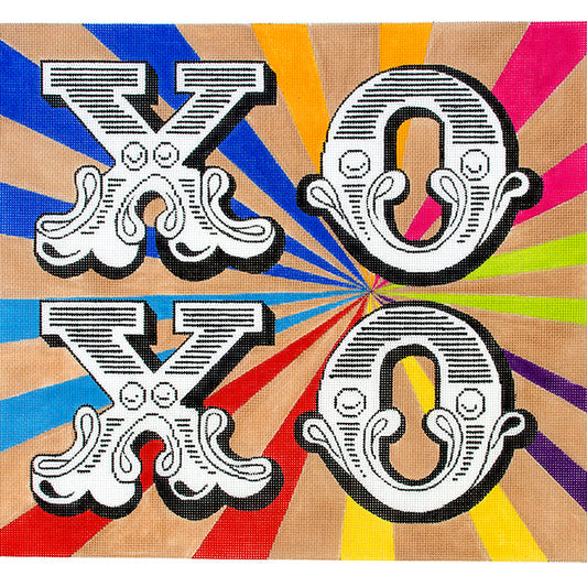 XOXO on Radial Stripes Painted Canvas Colors of Praise 