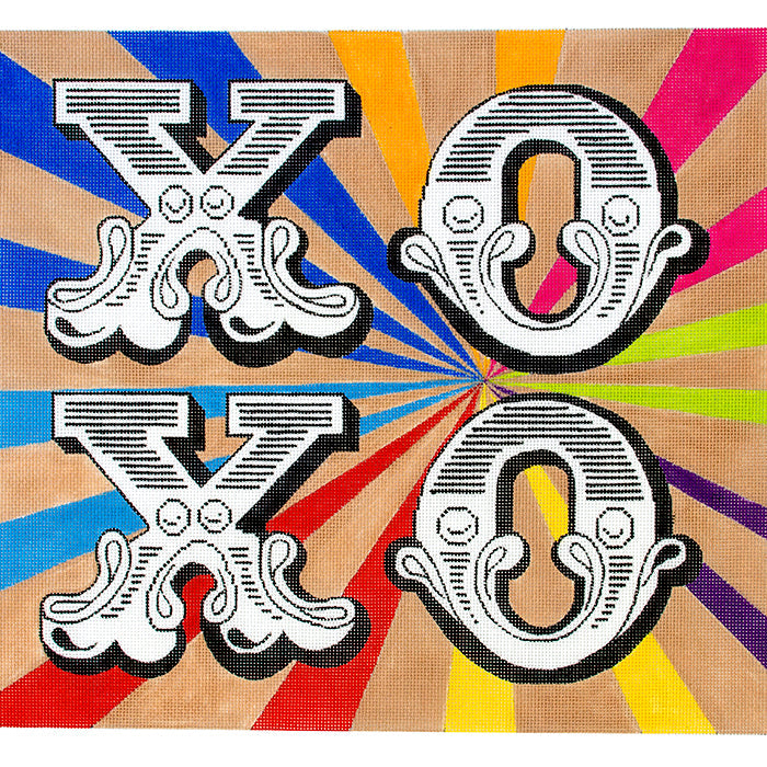 XOXO on Radial Stripes Painted Canvas Colors of Praise  - 1