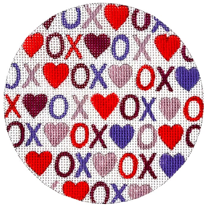 XOXO Round Painted Canvas Walker's Needlepoint 