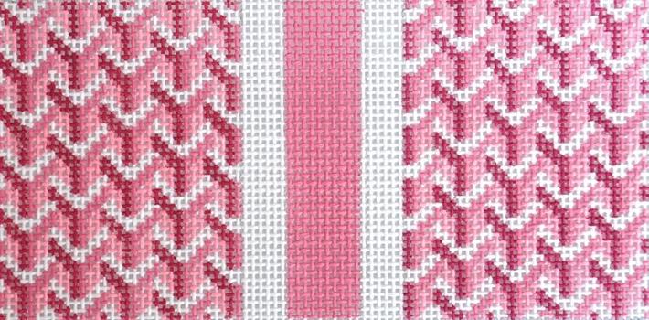 Y Pattern Eyeglass Case - Pink Painted Canvas Anne Fisher Needlepoint LLC 