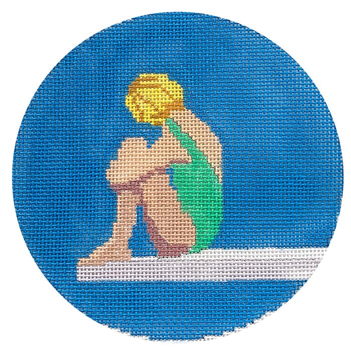 Yachting Diana 5" Round Painted Canvas All About Stitching/The Collection Design 
