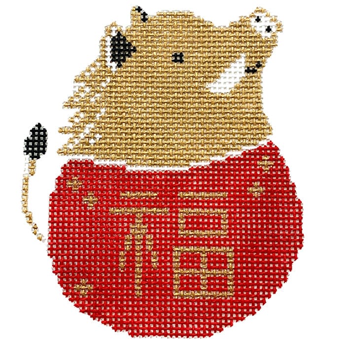 Year of the Boar Ornament Painted Canvas Audrey Wu Designs 