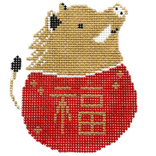 Year of the Boar Ornament Painted Canvas Audrey Wu Designs 
