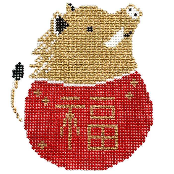 Year of the Boar Ornament Painted Canvas Audrey Wu Designs 
