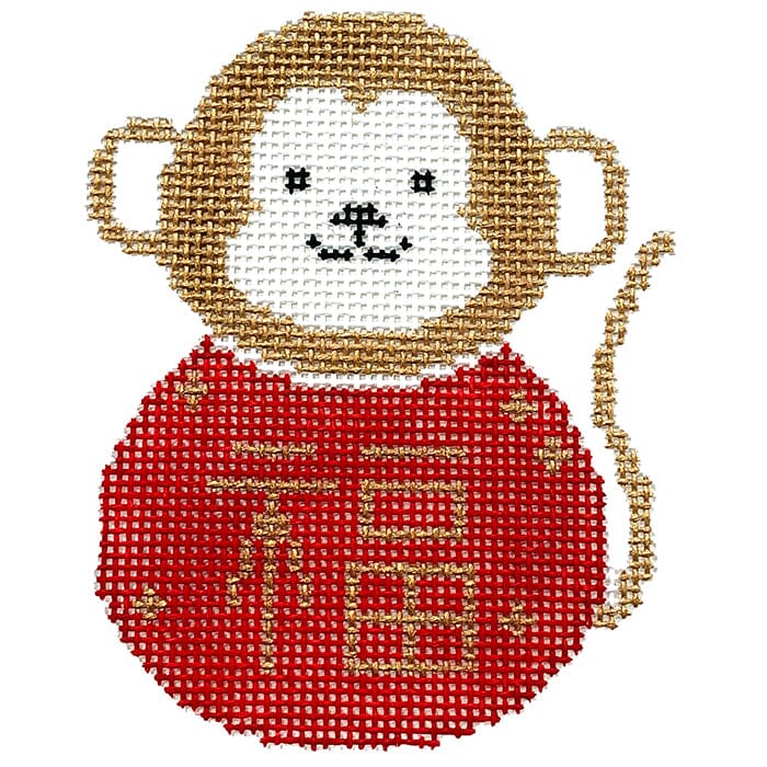 Year of the Monkey Ornament Painted Canvas Audrey Wu Designs 