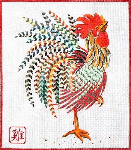 Year of the Rooster Painted Canvas Kate Dickerson Needlepoint Collections 