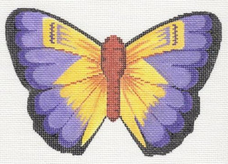Yellow and Purple Butterfly Painted Canvas Labors of Love Needlepoint 
