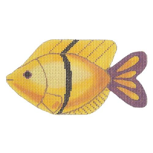 Yellow and Purple Tail Fish Painted Canvas Labors of Love Needlepoint  - 1