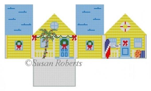 Yellow Beach House Painted Canvas Susan Roberts Needlepoint Designs Inc. 