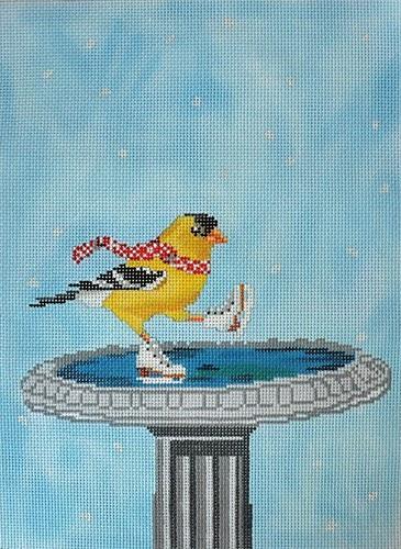 Yellow Bird Ice Skating Painted Canvas Scott Church Creative  - 1