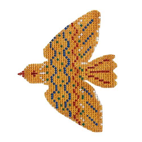 Yellow Bird Ornament Painted Canvas Hello Tess  - 1