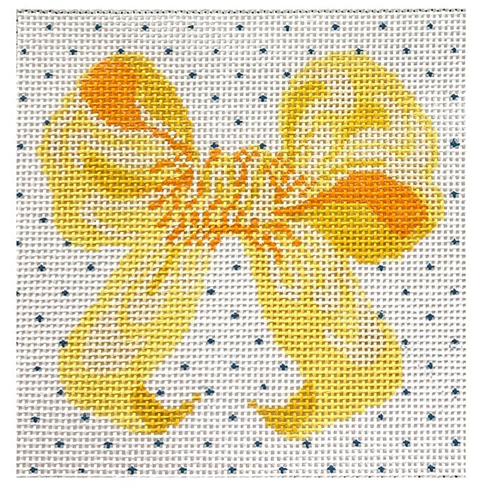 Yellow Bow 5x5 Painted Canvas All About Stitching/The Collection Design 