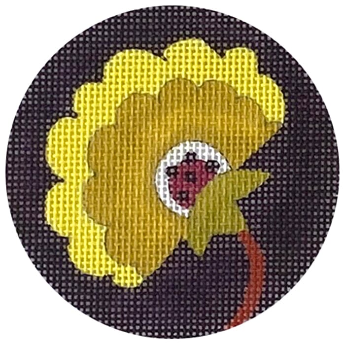 Yellow Fan Flower Round Painted Canvas Colors of Praise  - 1