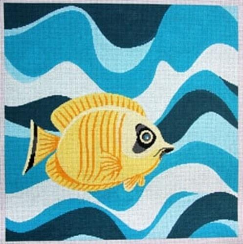 Yellow Fish Painted Canvas The Meredith Collection  - 1