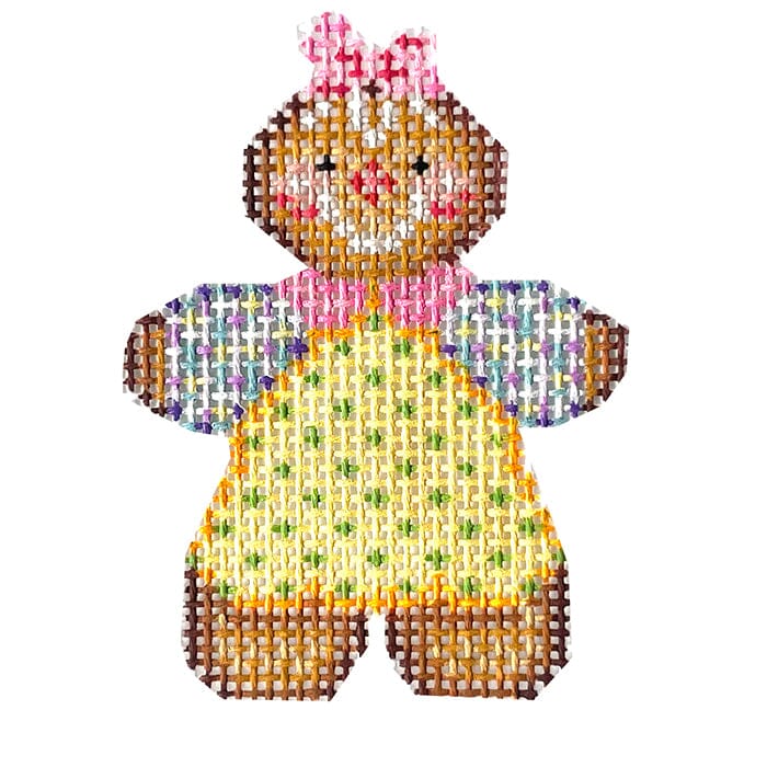 Yellow Gingerbread Girl Painted Canvas NeedleDeeva  - 1