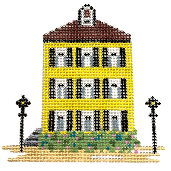 Yellow House Painted Canvas Silver Needle 
