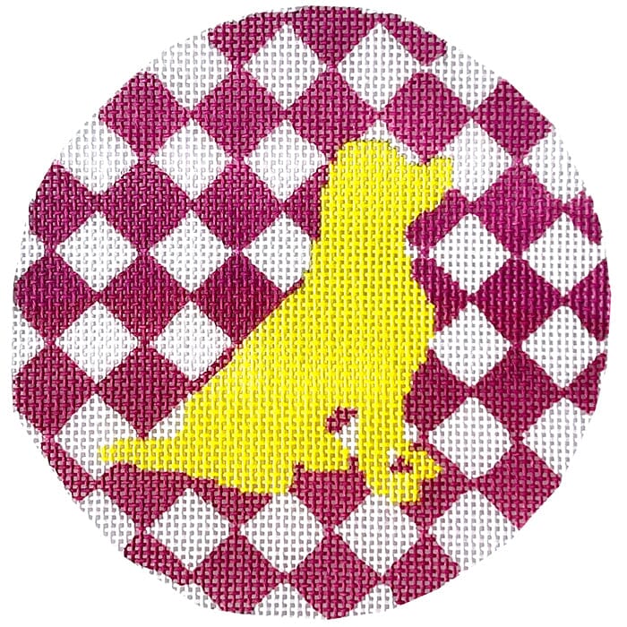 Yellow Lab on Pink Diamonds Painted Canvas Susan Battle Needlepoint  - 1