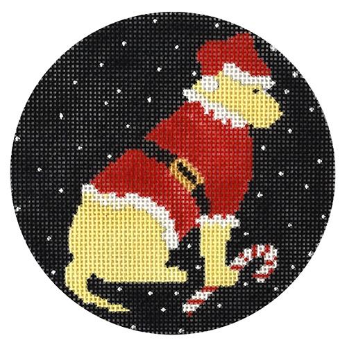 Yellow Lab Santa Ornament Painted Canvas CBK Needlepoint Collections 