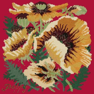Yellow Poppy Needlepoint Kit Kits Elizabeth Bradley Design Bright Red 
