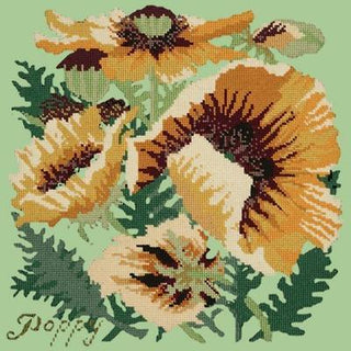 Yellow Poppy Needlepoint Kit Kits Elizabeth Bradley Design Pale Green 
