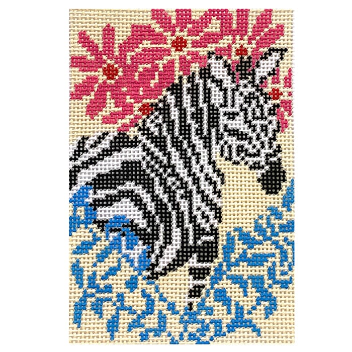 Zebra Passport Insert Painted Canvas Anne Fisher Needlepoint LLC 