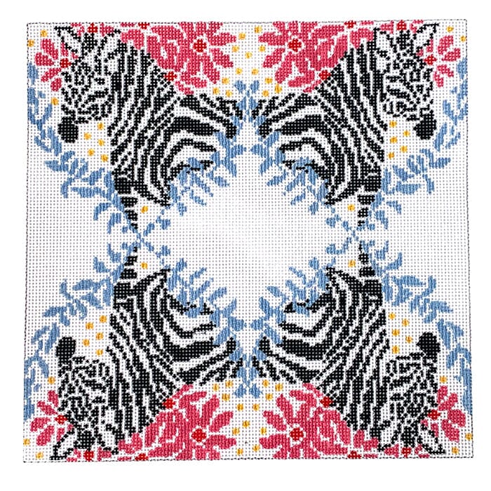 Zebra Tray Insert Painted Canvas Anne Fisher Needlepoint LLC  - 1