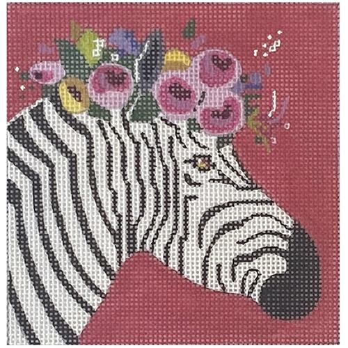 Zebra with Floral Crown Painted Canvas Colors of Praise 