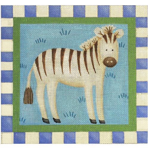 Zebra with Green and Blue Border Painted Canvas Melissa Shirley Designs 