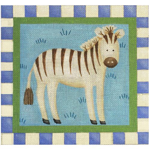 Zebra with Green and Blue Border Painted Canvas Melissa Shirley Designs  - 1