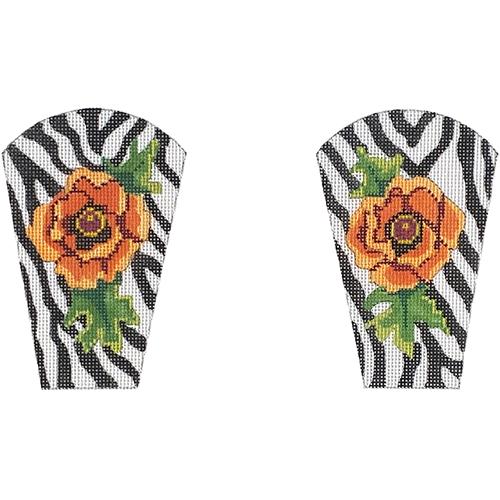 Zebra with Orange Poppies Scissor Case Painted Canvas The Meredith Collection 