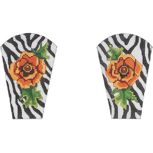 Zebra with Orange Poppies Scissor Case Painted Canvas The Meredith Collection  - 1