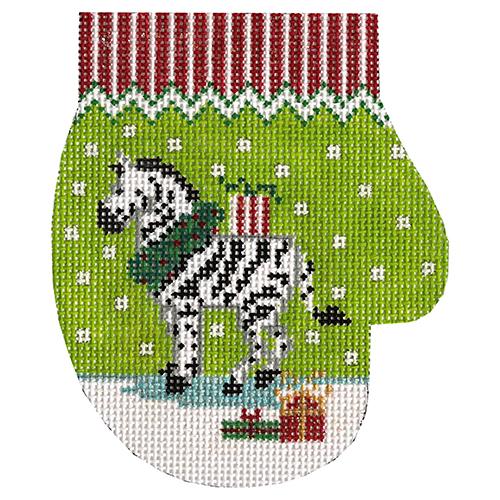 Zebra with Packages Mitten Painted Canvas The Meredith Collection 