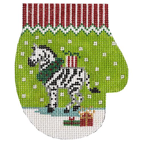 Zebra with Packages Mitten Painted Canvas The Meredith Collection  - 1