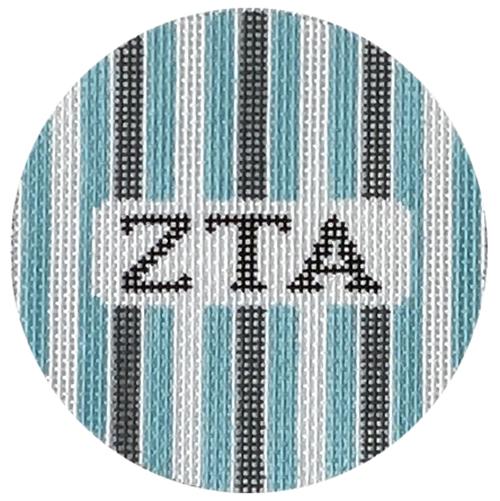 Zeta Tau Alpha 3" Round with Stripes Painted Canvas Kangaroo Paw Designs 