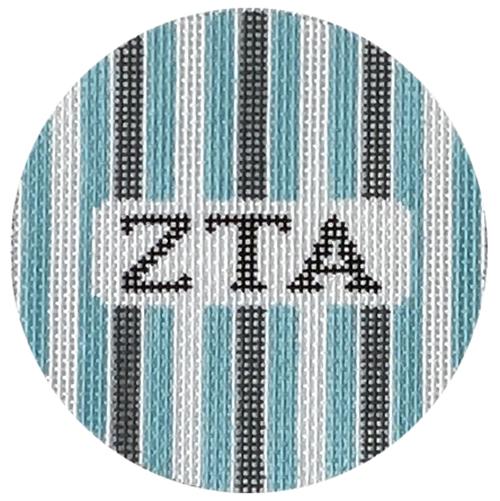 Zeta Tau Alpha 3" Round with Stripes Painted Canvas Kangaroo Paw Designs  - 1