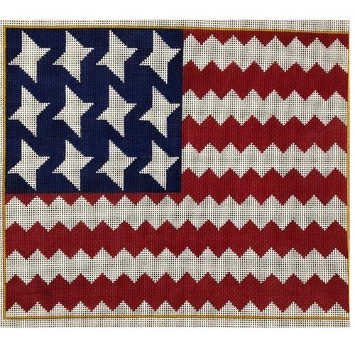 Zig Zag Flag Painted Canvas A Stitch in Time  - 1