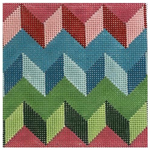 Zig Zag Square Painted Canvas Danji Designs  - 1
