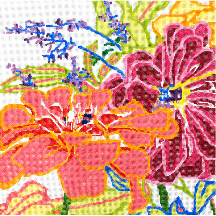 Zinnia Dazzle #1 Painted Canvas Jean Smith 